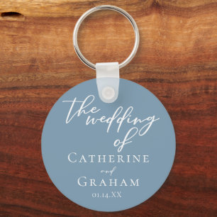 Chaveiro Casamento Costeiro Personalizado de Chic Dusty Blu