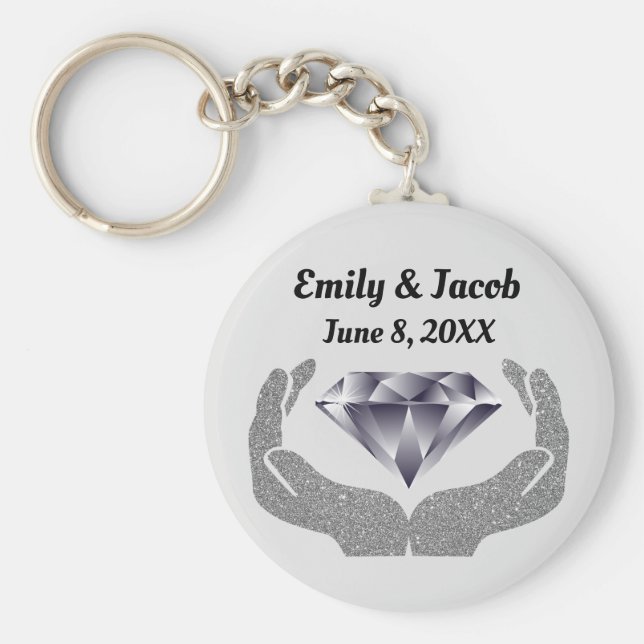 Chaveiro Casamento das Mãos de Diamante (Frente)