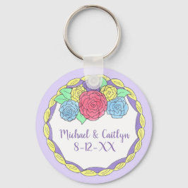 Chaveiro Casamento de aniversário Favor Bolo com Rosa