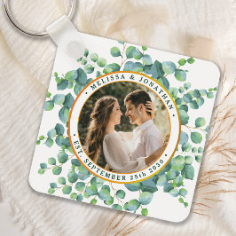 Chaveiro Casamento de Aquarela Eucalyptus Photo Greenery