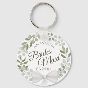 Chaveiro Casamento de Bridesmaid Elegante Eucalyptus Wreath