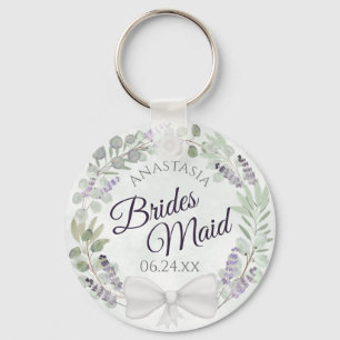 Chaveiro Casamento de Bridesmaid Eucalyptus e Lavanda Wreat