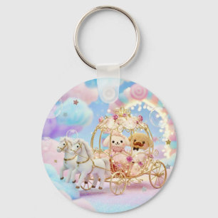 Chaveiro Casamento de Cachorrinho Fofo Carruagem de Conto d