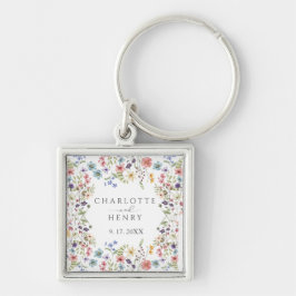 Chaveiro Casamento de Flores Florais Simples Elegante