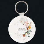 Chaveiro Casamento de Jardim de Flores Selvagens Elegante<br><div class="desc">Ponha toda a cautela ao vento com este elegante tema do jardim de flor silvestre de aquarela. Personalize facilmente as suas informações pessoais escolhidas para as tornar próprias.</div>