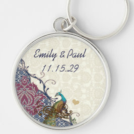 Chaveiro Casamento de Peacock do marinho e Berry Berry Eleg