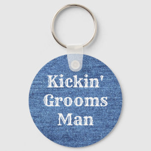 Chaveiro Casamento de Tema de Denim Branco Azul