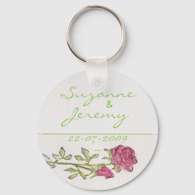 Chaveiro Casamento Favorecer Personalizar Rosa de Vintage (Frente)