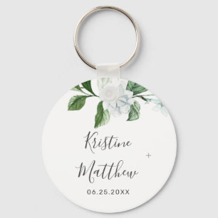 Chaveiro Casamento Floral Branco da Elegante Sage Greenery 