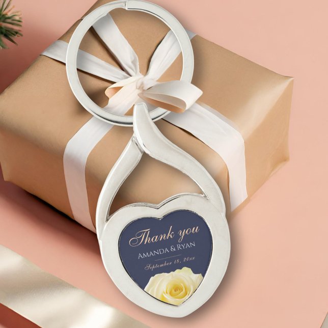 Chaveiro Casamento Floral de Flor Rosa Amarela Obrigado (Criador carregado)