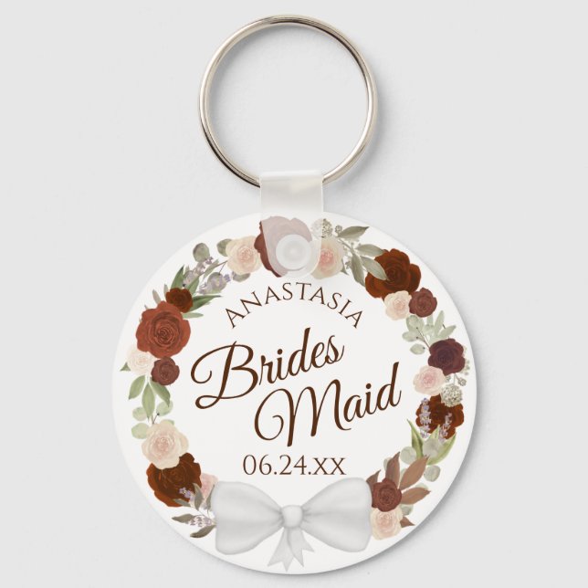 Chaveiro Casamento Floral De Wreath De Bridesmaid Elegant A (Frente)