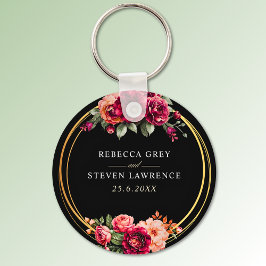 Chaveiro Casamento floral preto vermelho-chic