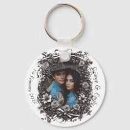 Chaveiro Casamento Floral Russo, sepia.