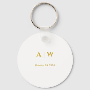Chaveiro Casamento Minimalista em Ouro Branco Elegante
