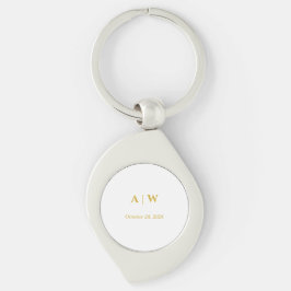 Chaveiro Casamento Minimalista em Ouro Branco Elegante