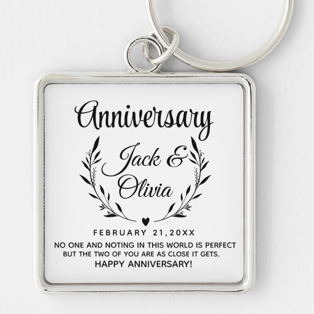 Chaveiro Casamento Moderno Personalizado Nome do Casal Data (Frente)