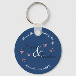 Chaveiro Casamento Obrigado Guarde Borboletas Rosa