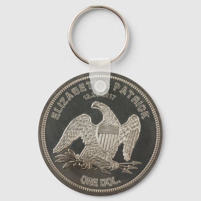 Chaveiro Casamento Ou Aniversário De 1865 Dólares De Prata (Frente)