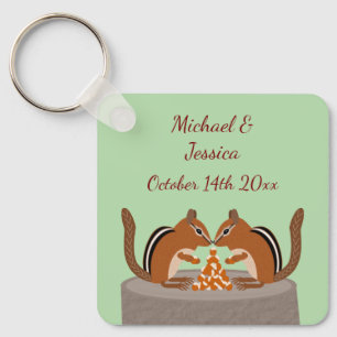 Chaveiro Casamento outono Chipmunks Bonitos Personalizado