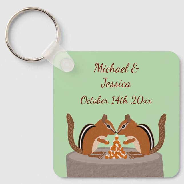 Chaveiro Casamento outono Chipmunks Bonitos Personalizado (Frente)
