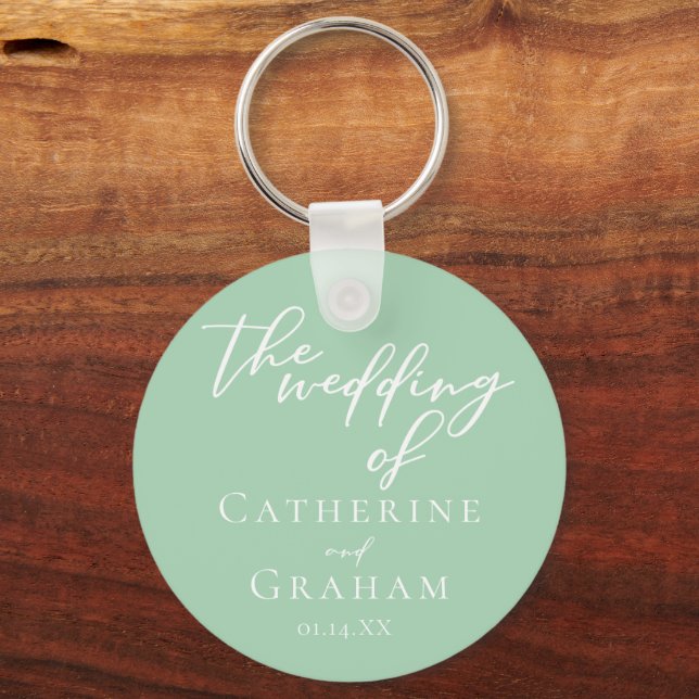 Chaveiro Casamento Personalizado Chic Mint Green (Frente)