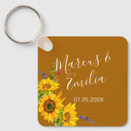 Chaveiro Casamento Personalizado de Autumn Sunflower