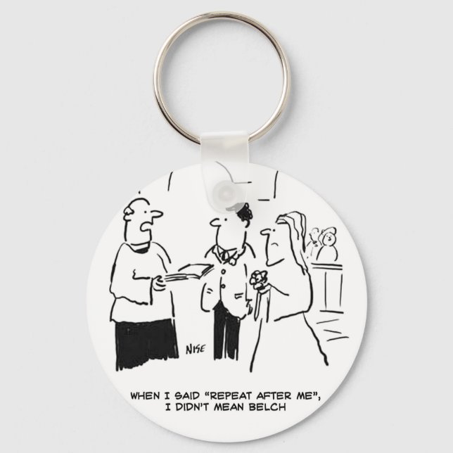 Chaveiro Casamento - Repita depois de mim. Cartoon Engraçad (Frente)