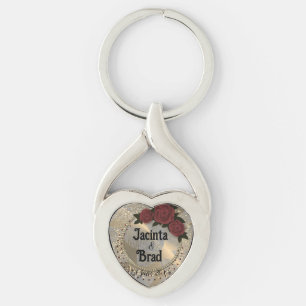 Chaveiro Casamento Romântico de Rosa Wreath Feather