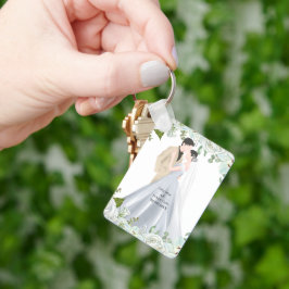 Chaveiro Casamento Romântico em Aquarela