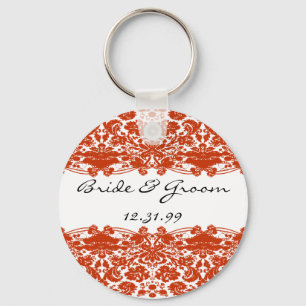 Chaveiro Casamento tema damasco vermelho