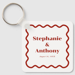 Chaveiro Casamento Vermelho Escuro de Borda Escura na Parte