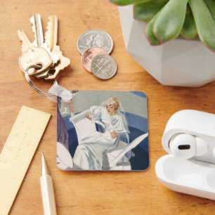 Chaveiro Casamento Vintage, Noiva Art Déco Moderna de Meado