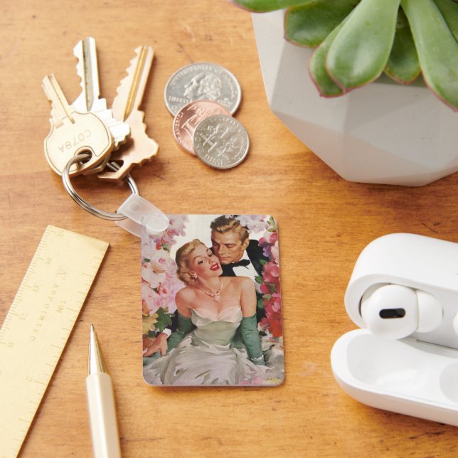 Chaveiro Casamento vintage, Noiva retrô e Newlyweds Groom (Mesa)