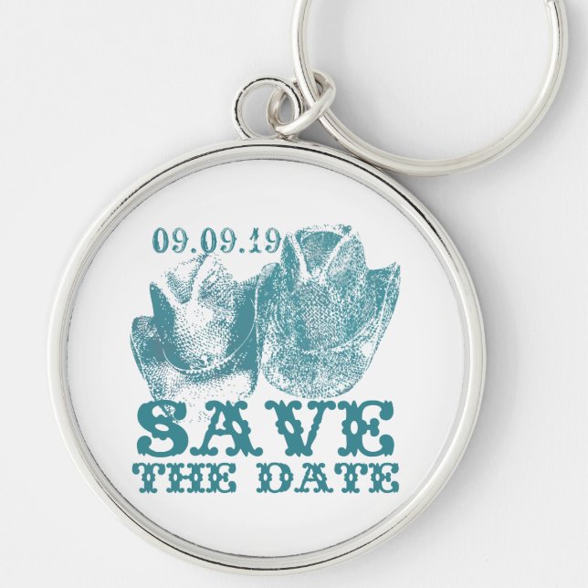 Chaveiro Casamentos vintage Aquamarine Ocidentais (Frente)