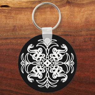Chaveiro Cascavel-preto-e-branco-tribal