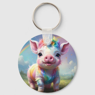 Chaveiro "Cascos Mágicos: O Rainbow Unicorn Pig"