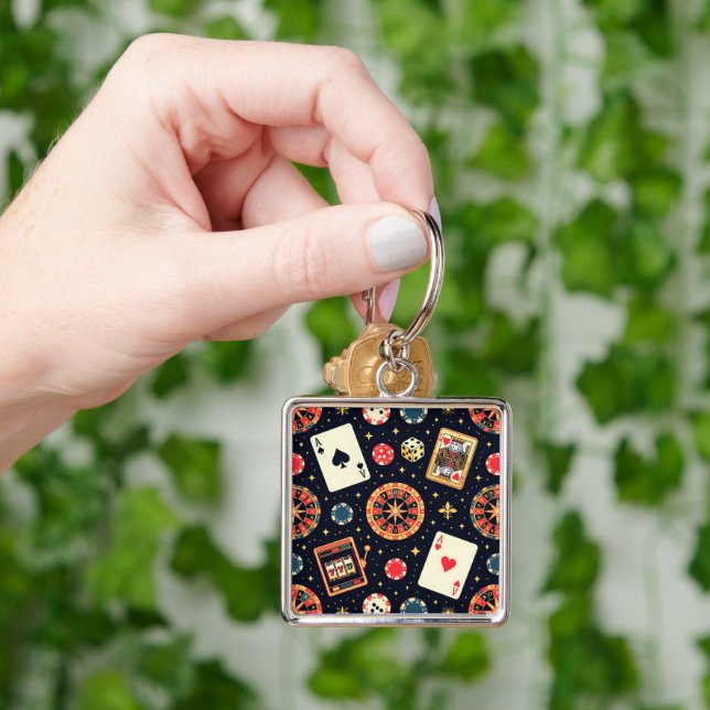 Chaveiro Casino pattern theme on black (Mão)