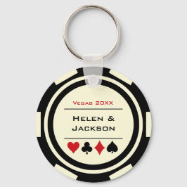 Chaveiro Casino Poker Chip Black Off-White Wedding Favor