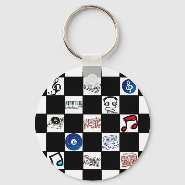 Chaveiro Cassetes de Música de Quadro de Verificação Retroa (Frente)