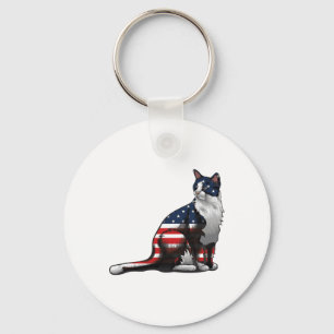 Chaveiro Cat American Flag 4 De Julho Gatinho Patriótico