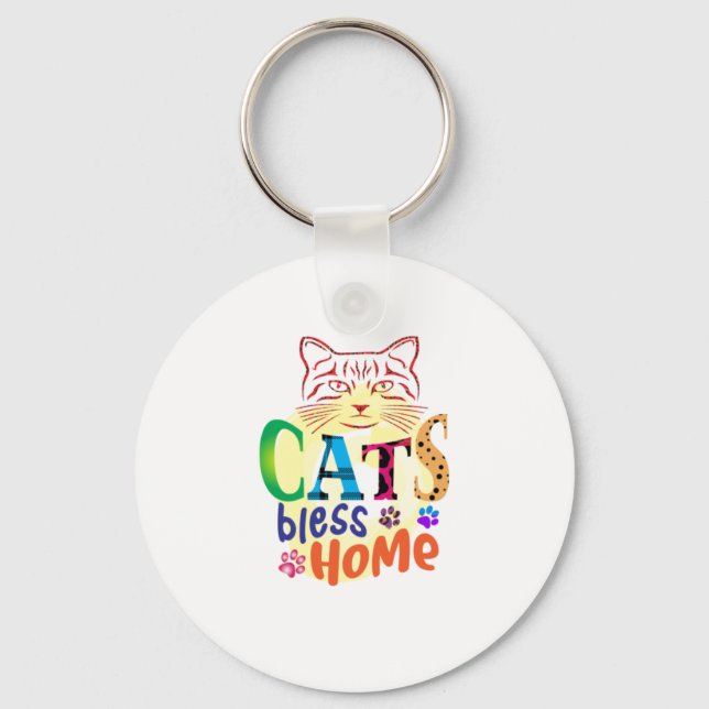 Chaveiro Cat Art Cats Bless Home (Frente)