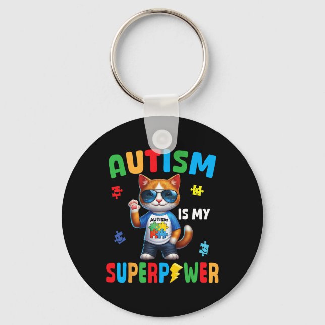 Chaveiro Cat Autismo É Meu Super Poder Aceitar Suporte Amo  (Frente)