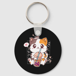 Chaveiro Cat Boba Tea Bubble Tea Kawaii Anime Japonês Neko