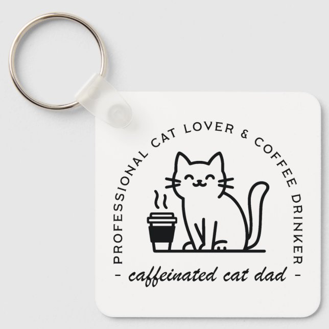 Chaveiro Cat dad and coffee lovers hipster (Frente)