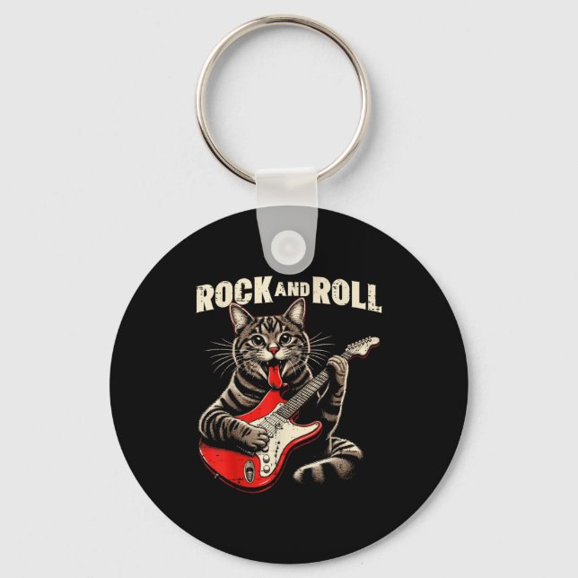 Chaveiro Cat Electric Guitar Rock And Roll Rocker Kitten Me (Frente)