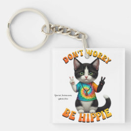 Chaveiro Cat Hippie Boho Peace Groovy Personalizar Personal