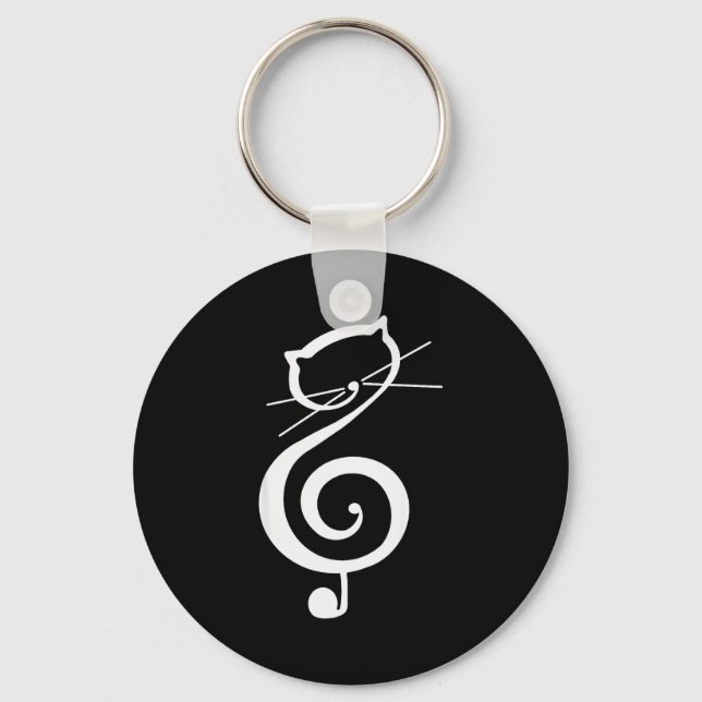 Chaveiro Cat Kitty Treble Music Clef Funny Cat Music Notes  (Frente)