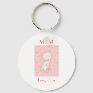 Chaveiro Cat Lover Gift Mama Cat e bebê Nome personalizado