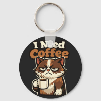 CHAVEIRO CAT MEME “I NEED COFFE”