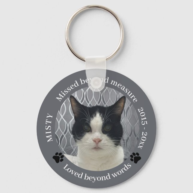 Chaveiro Cat Memorial Missed Beyond Measure Pet Photo (Frente)